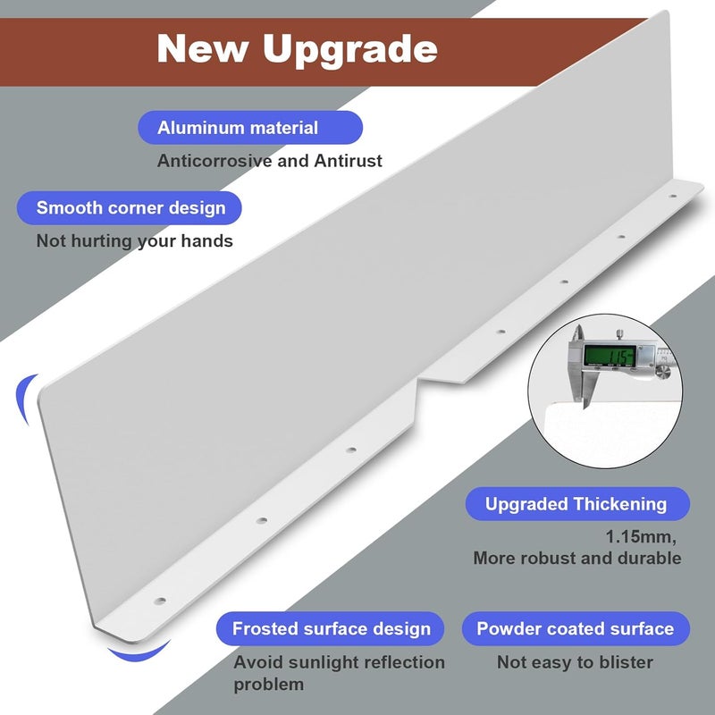 CAPHONT Rain Diverter Roofing Gutter Guards, 4 Pack 15.7 x 3.54 x 0.74 Inches Gutter Splash Guard Valley Downspout Roof Foldable Drip Guard for Corner House (White) - Image 3